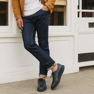 Armani Colleczioni 46/13 Navy Blue Derby Sneakers Red Interior (Needs New Laces)